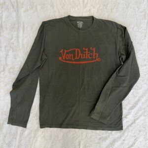 $15 Von Dutch Men's Olive Long Sleeve Tee